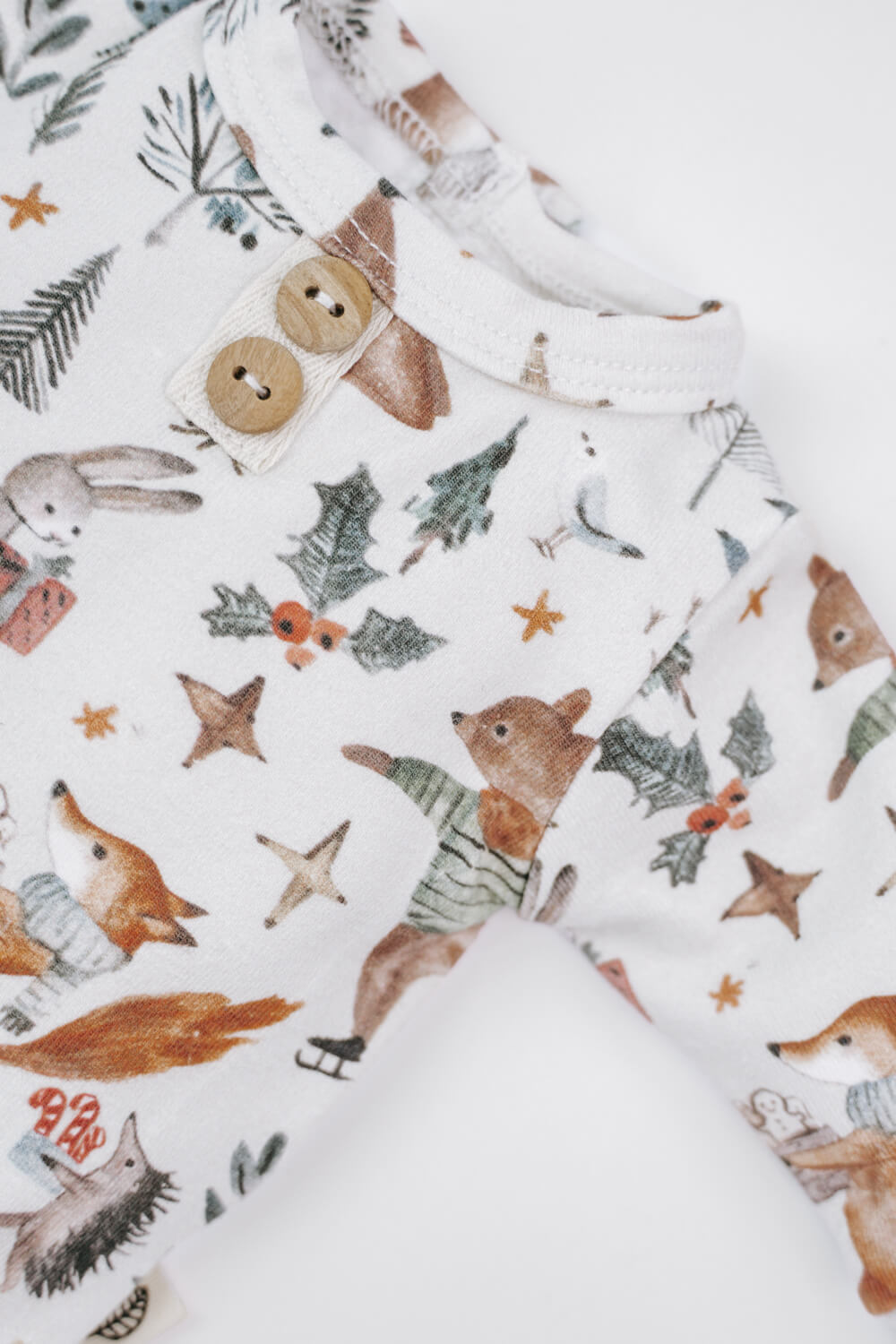 Prematuur shirt met houten knoopjes en kerstdieren