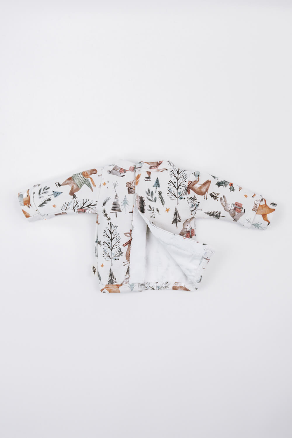 Prematuur trui achterkant met klittenband en met kerstdieren