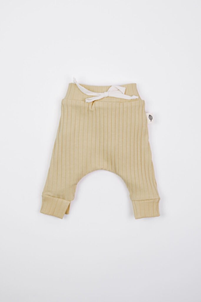 Prematuur broek rib zacht geel