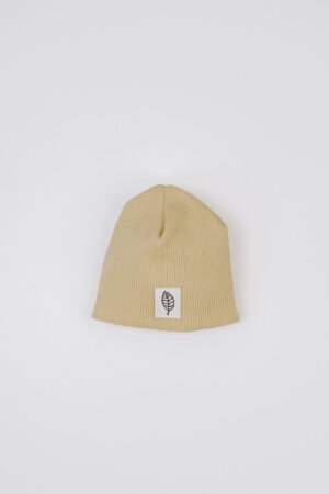 Prematuur muts met logo zacht geel