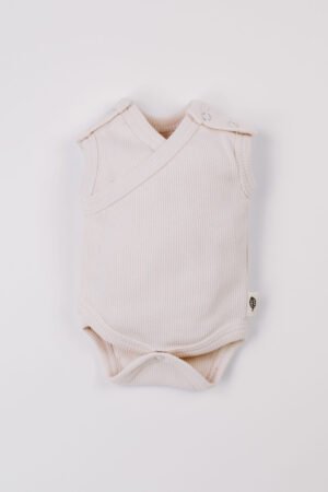 Prematuur romper rib licht beige